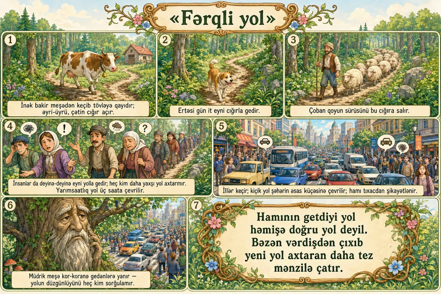 Fərqli yol illüstrasiyası
