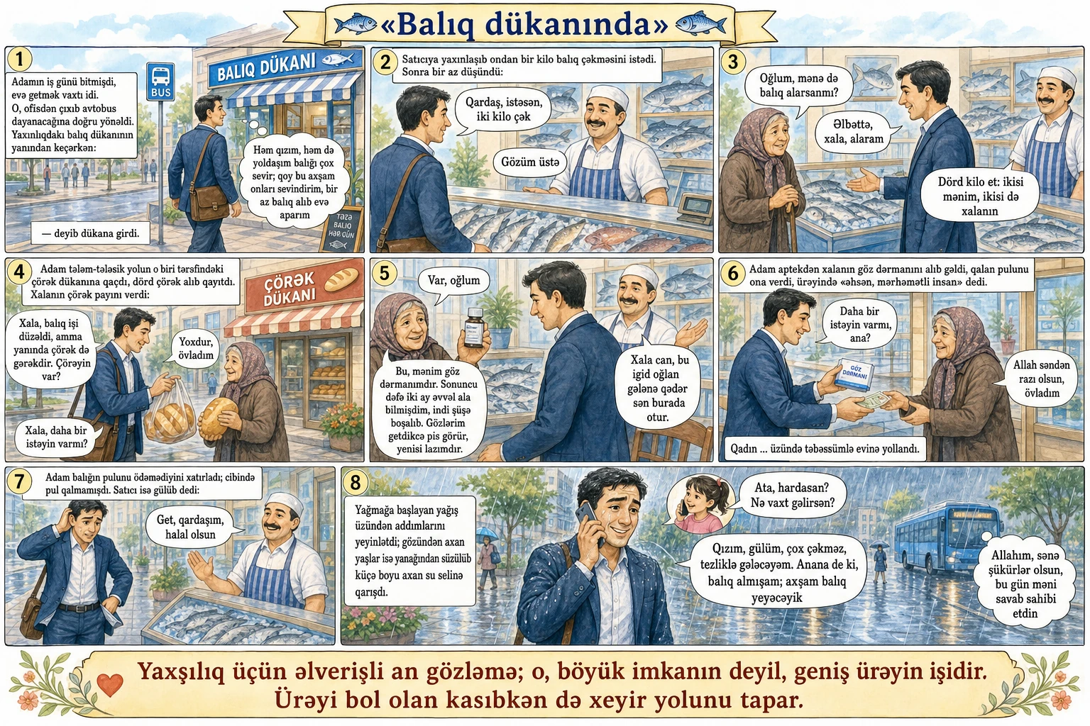 Balıq dükanında illüstrasiyası
