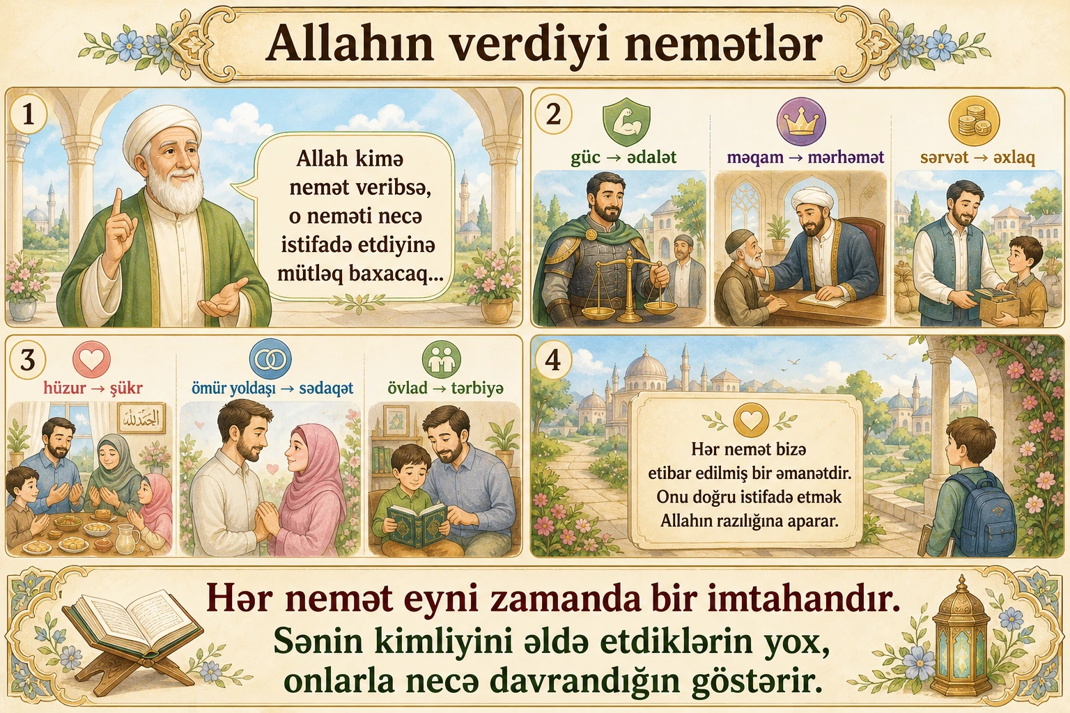 Allahın verdiyi nemətlər illüstrasiyası