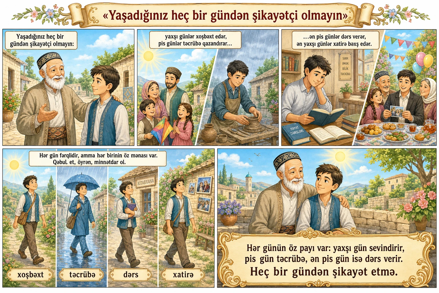 Yaşadığınız heç bir gündən şikayətçi olmayın illüstrasiyası