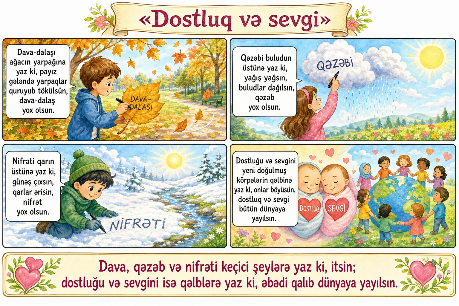 Dostluq və sevgi illüstrasiyası