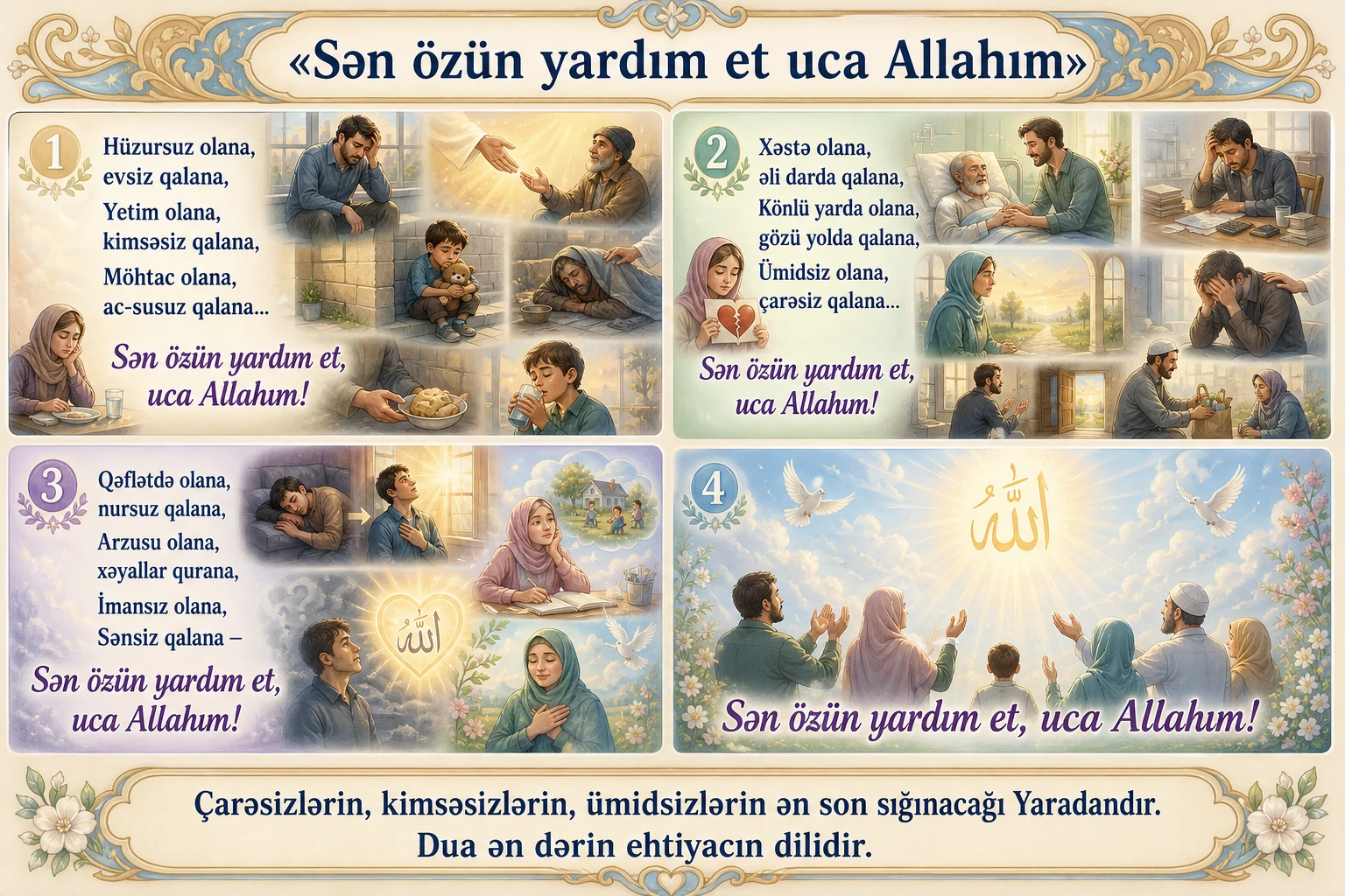 Sən özün yardım et uca Allahım illüstrasiyası