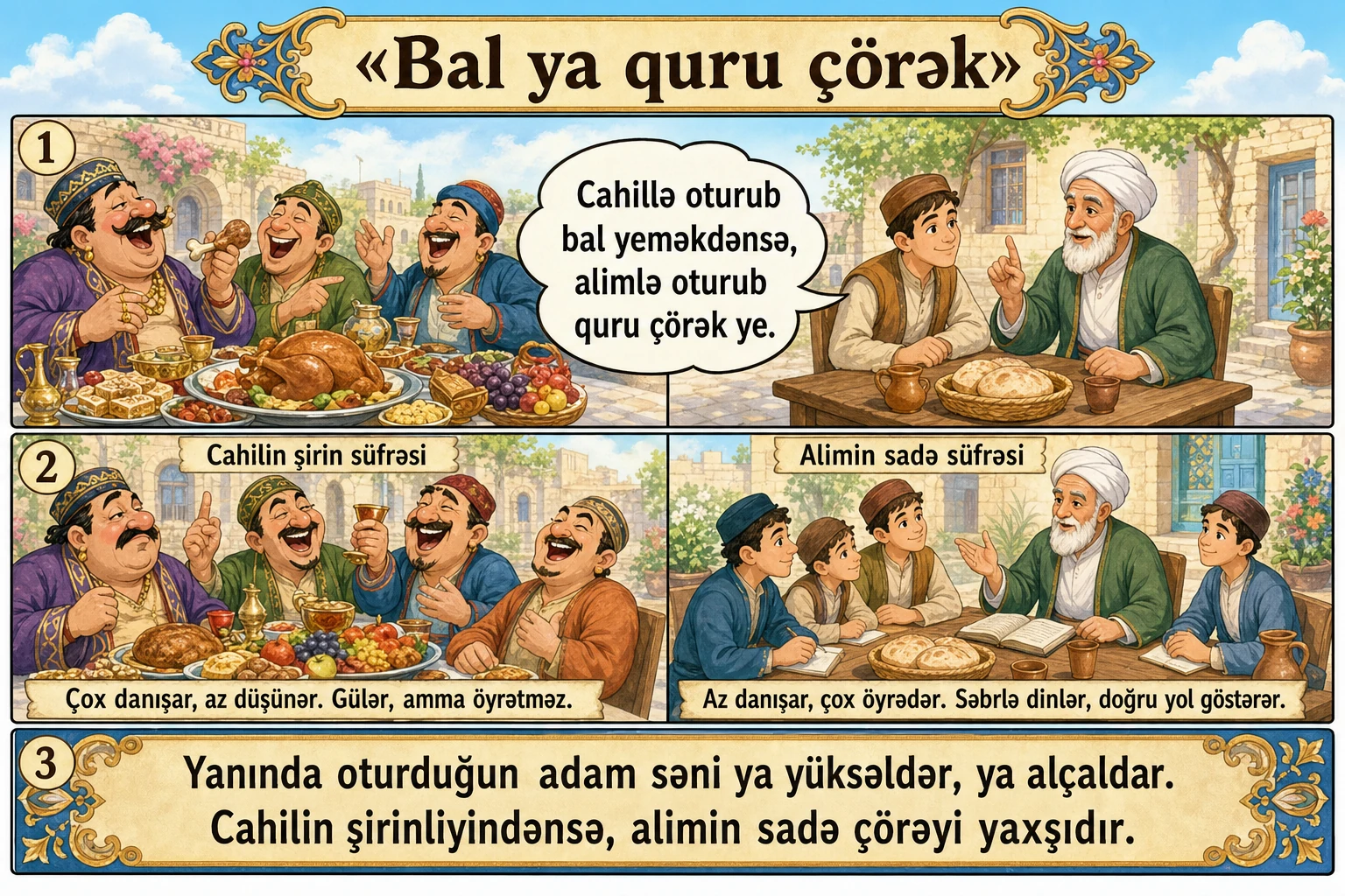 Bal ya quru çörək illüstrasiyası