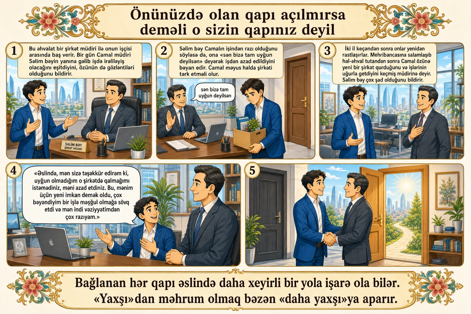 Önünüzdə olan qapı açılmırsa deməli o sizin qapınız deyil illüstrasiyası