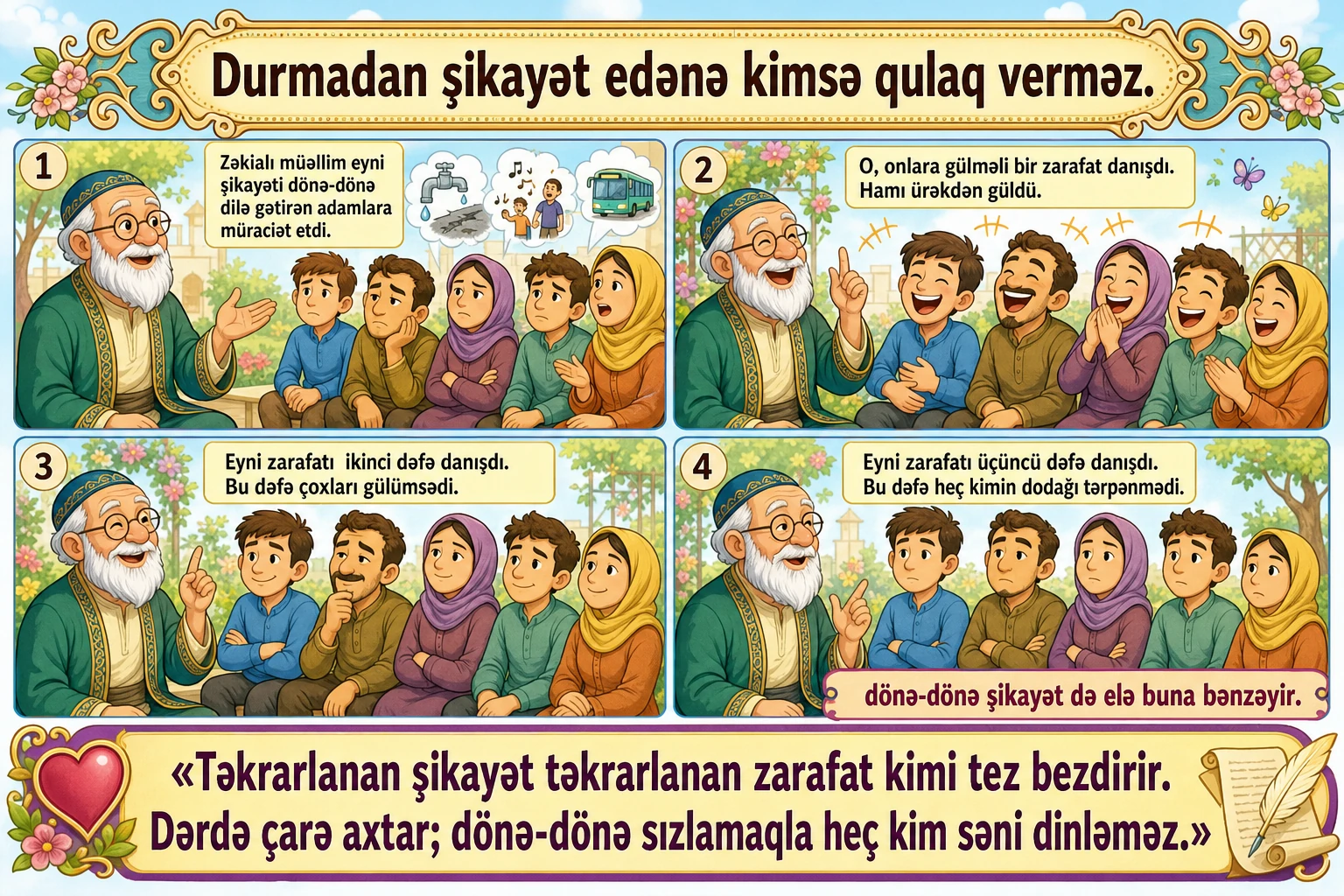 Durmadan şikayət edənə kimsə qulaq verməz illüstrasiyası