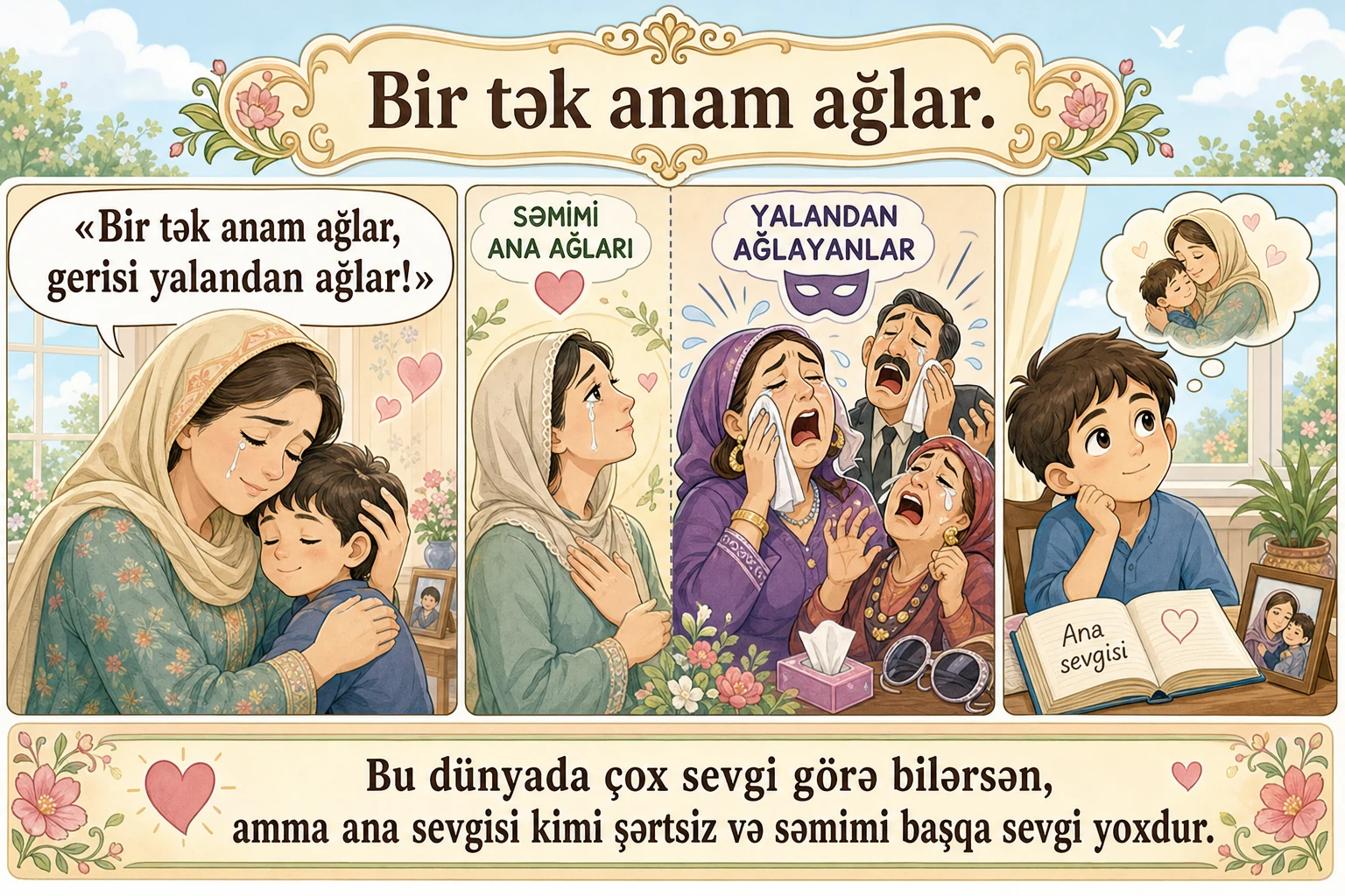 Bir tək anam ağlar illüstrasiyası