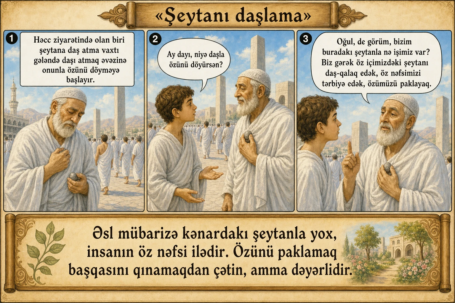 Şeytanı daşlama illüstrasiyası