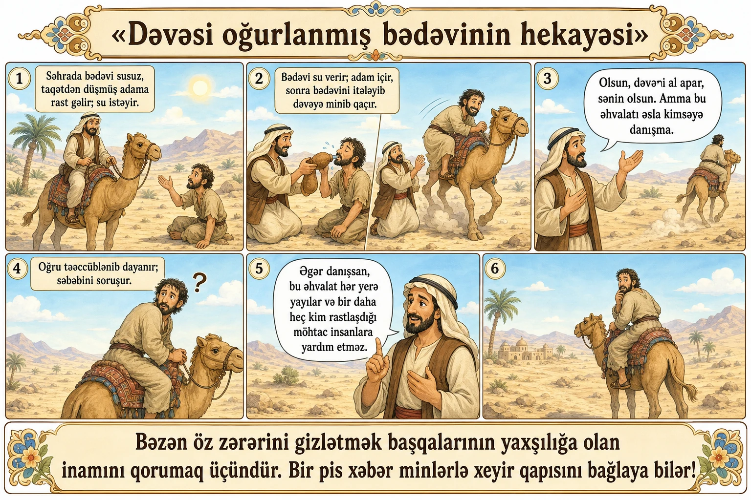 Dəvəsi oğurlanmış bədəvinin hekayəsi illüstrasiyası