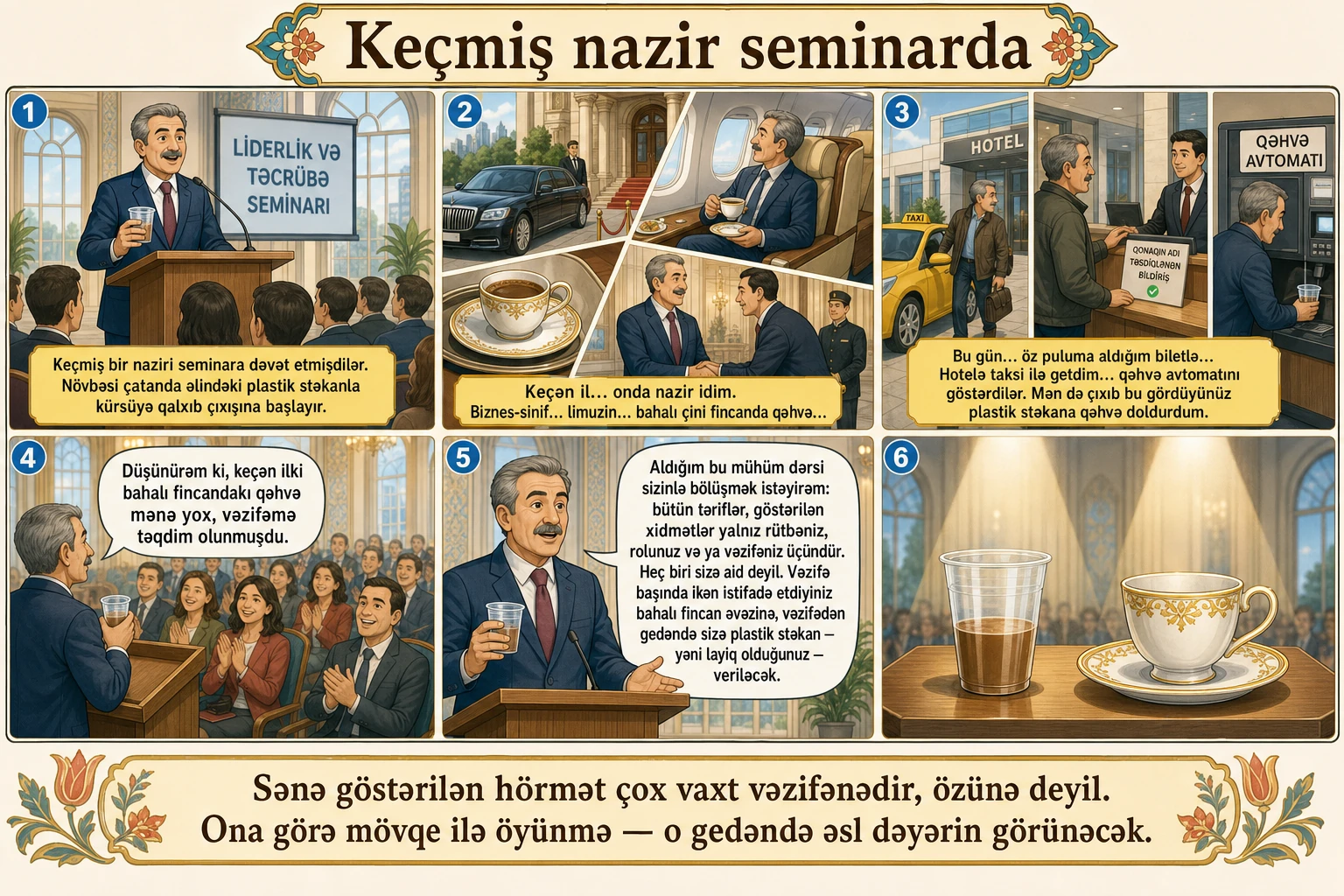 Keçmiş nazir seminarda illüstrasiyası