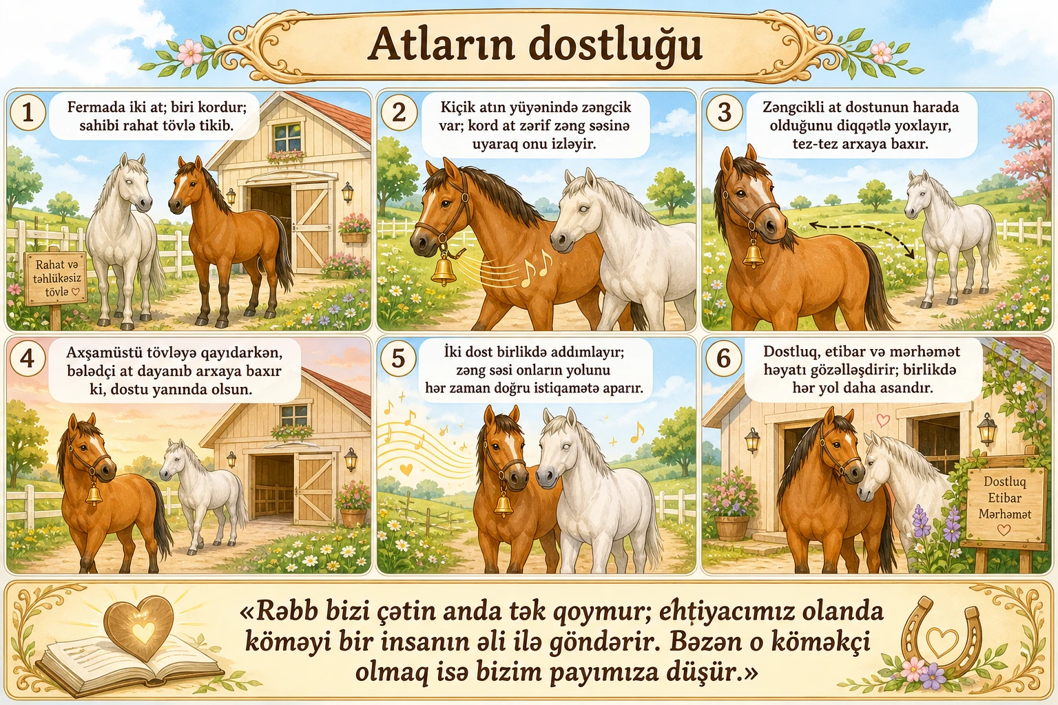 Atların dostluğu illüstrasiyası