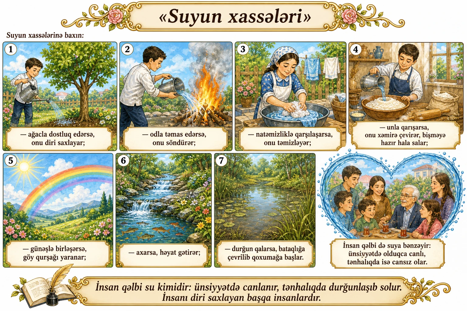 Suyun xassələri illüstrasiyası