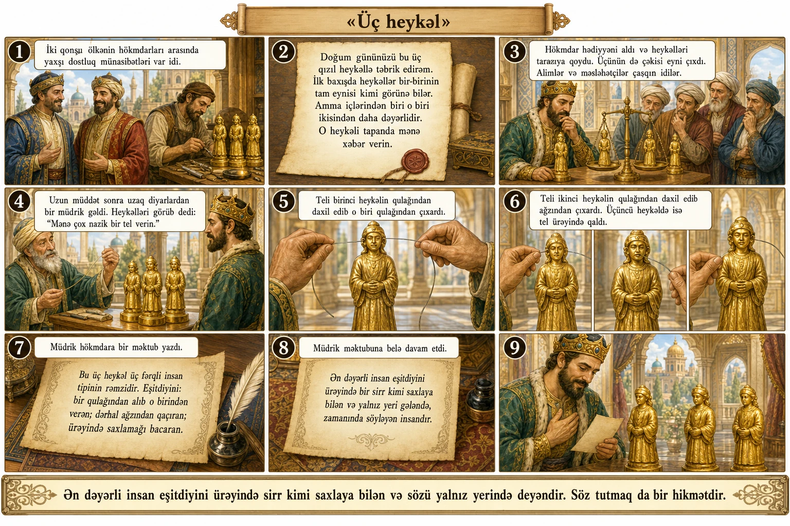 Üç heykəl illüstrasiyası