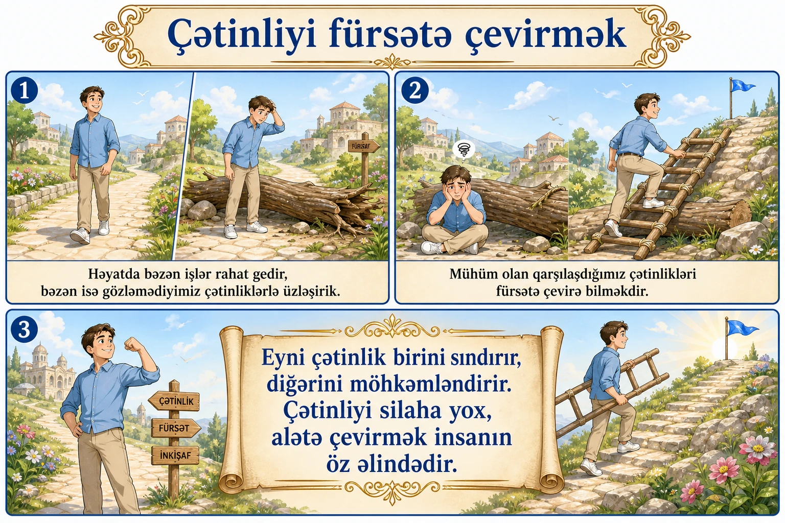 Çətinliyi fürsətə çevirmək illüstrasiyası