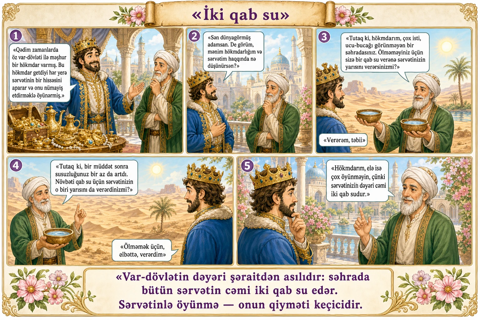 İki qab su illüstrasiyası