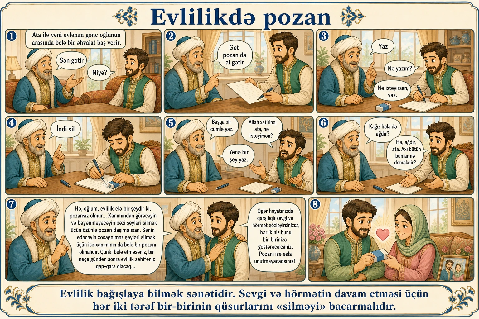 Evlilikdə pozan illüstrasiyası
