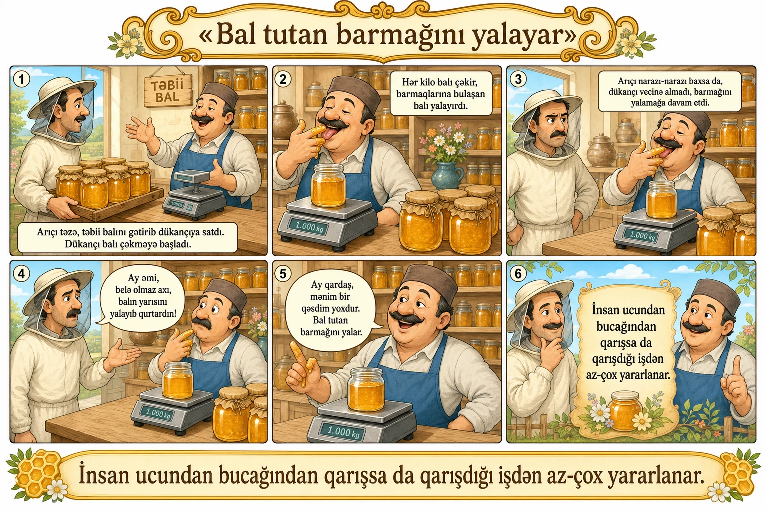 Bal tutan barmağını yalayar illüstrasiyası