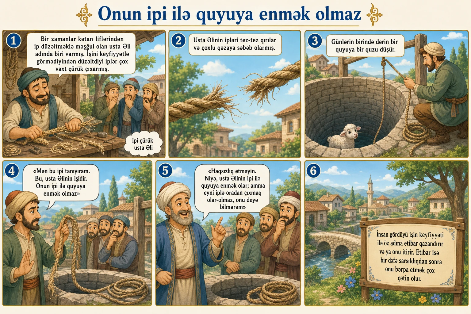 Onun ipi ilə quyuya enmək olmaz illüstrasiyası