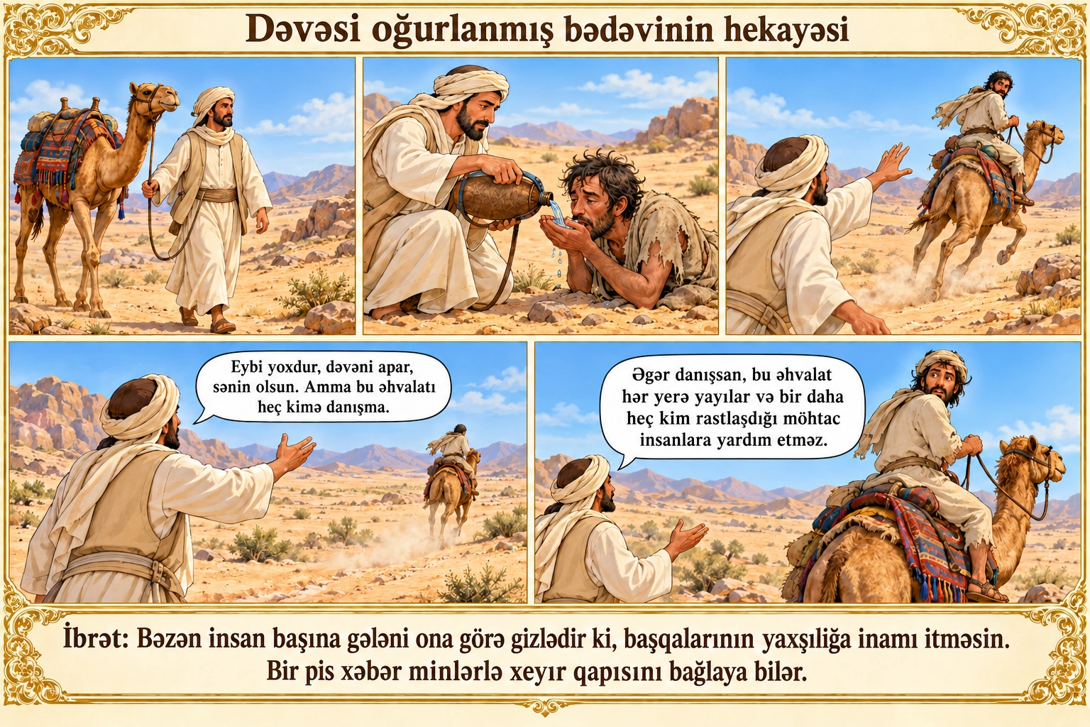 Dəvəsi oğurlanmış bədəvinin hekayəsi illüstrasiyası