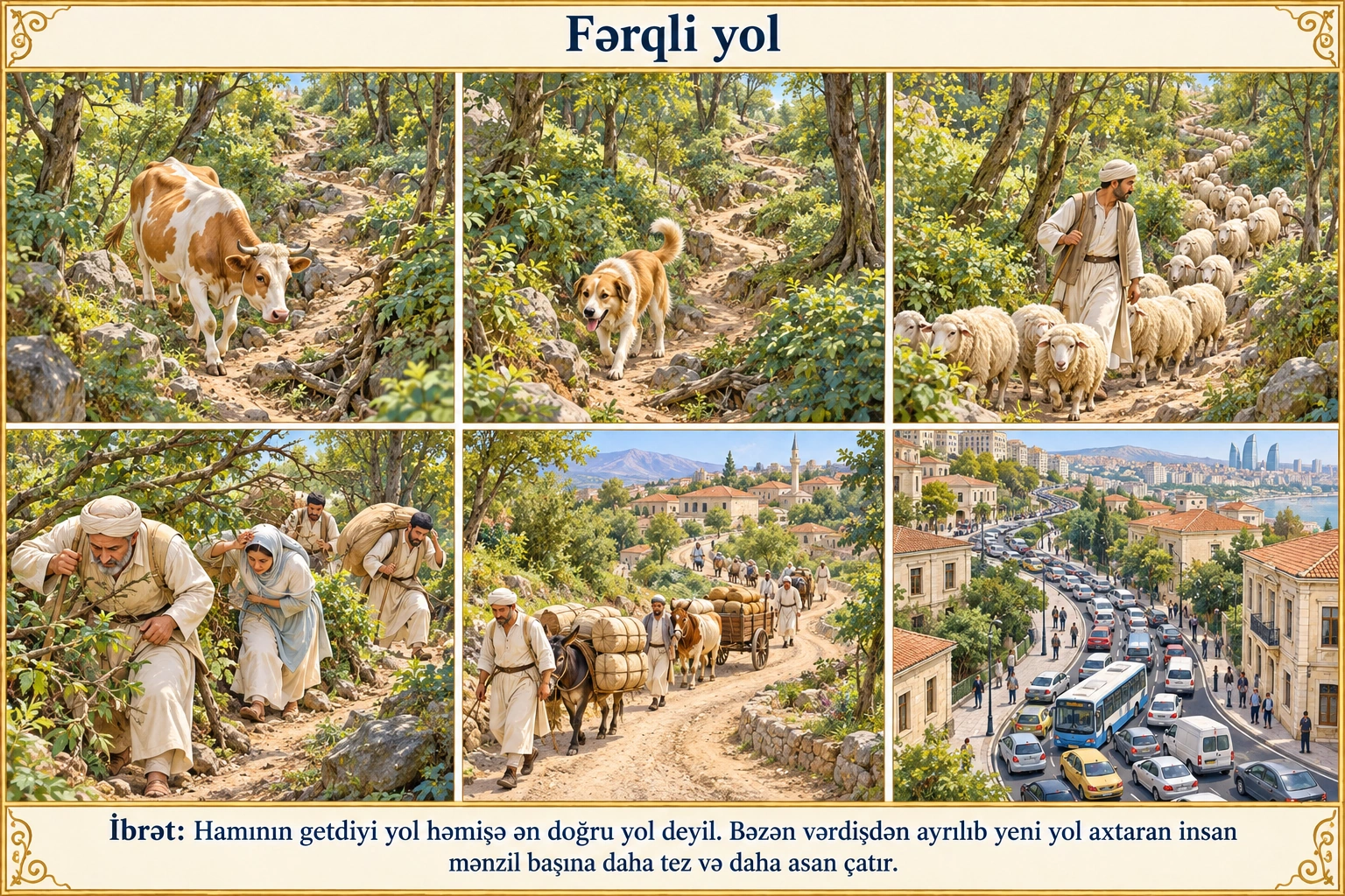 Fərqli yol illüstrasiyası