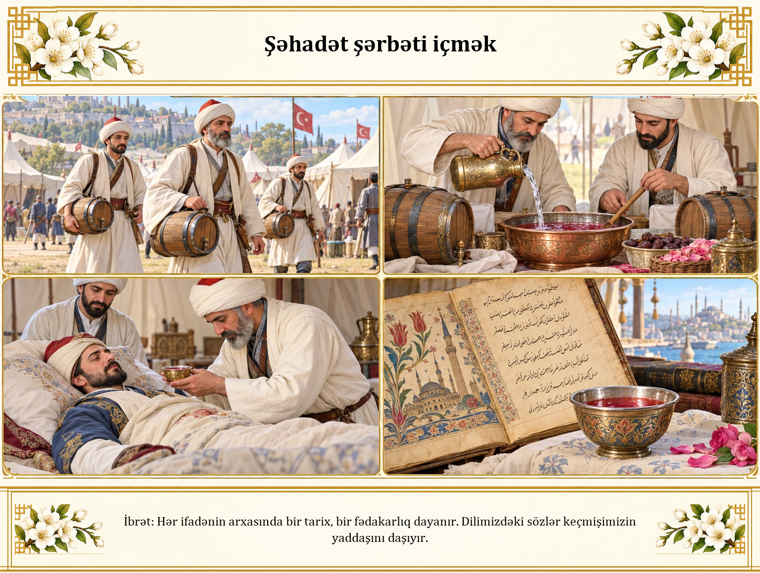 Şəhadət şərbəti içmək illüstrasiyası