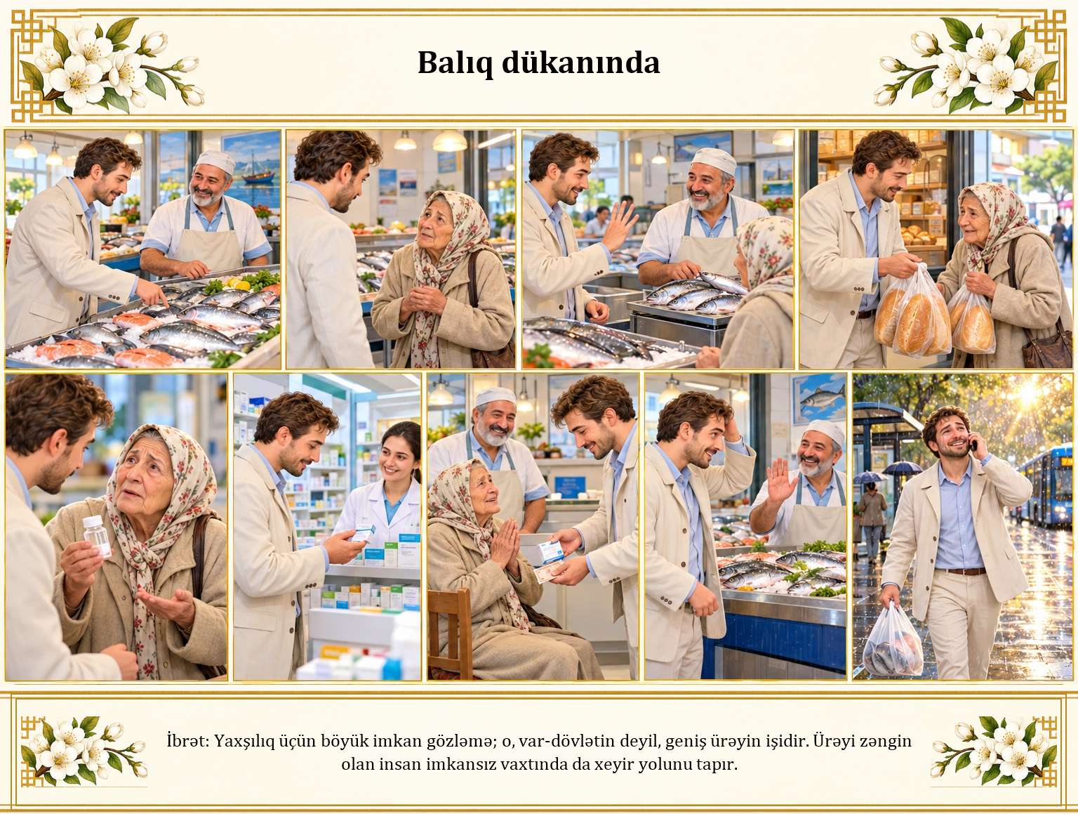 Balıq dükanında illüstrasiyası