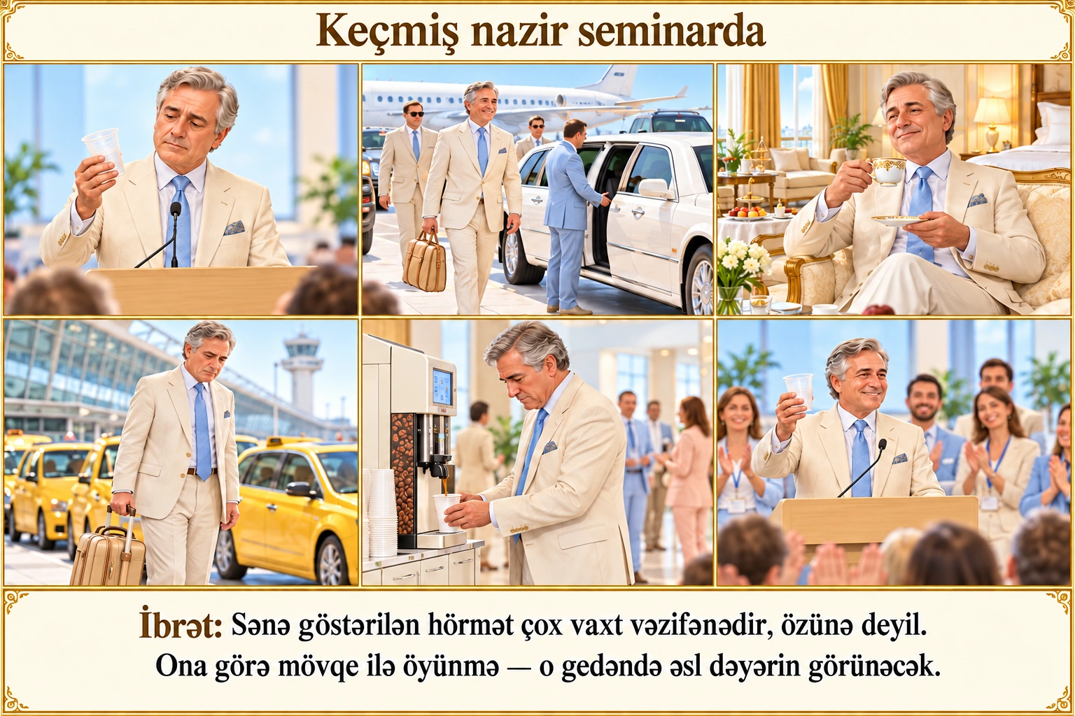 Keçmiş nazir seminarda illüstrasiyası