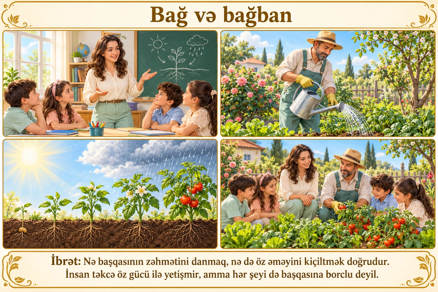 Bağ və bağban illüstrasiyası