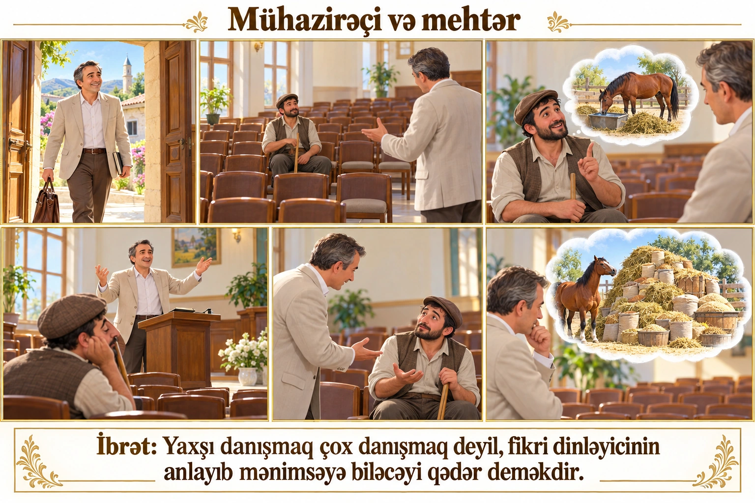 Mühazirəçi və mehtər illüstrasiyası