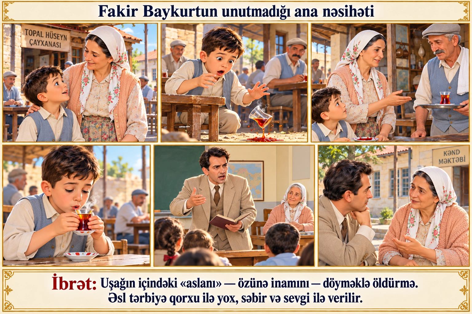 Fakir Baykurtun unutmadığı ana nəsihəti illüstrasiyası