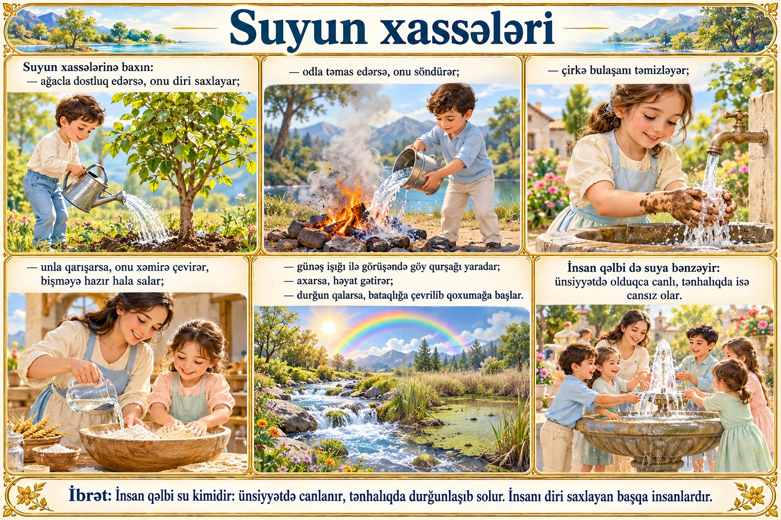 Suyun xassələri illüstrasiyası