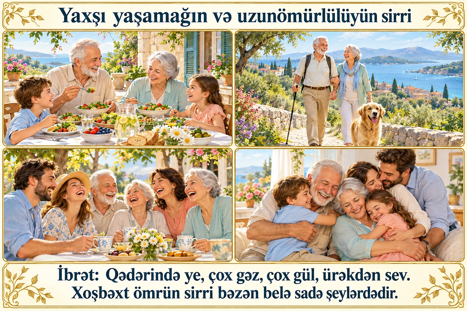 Yaxşı yaşamağın və uzunömürlülüyün sirri illüstrasiyası