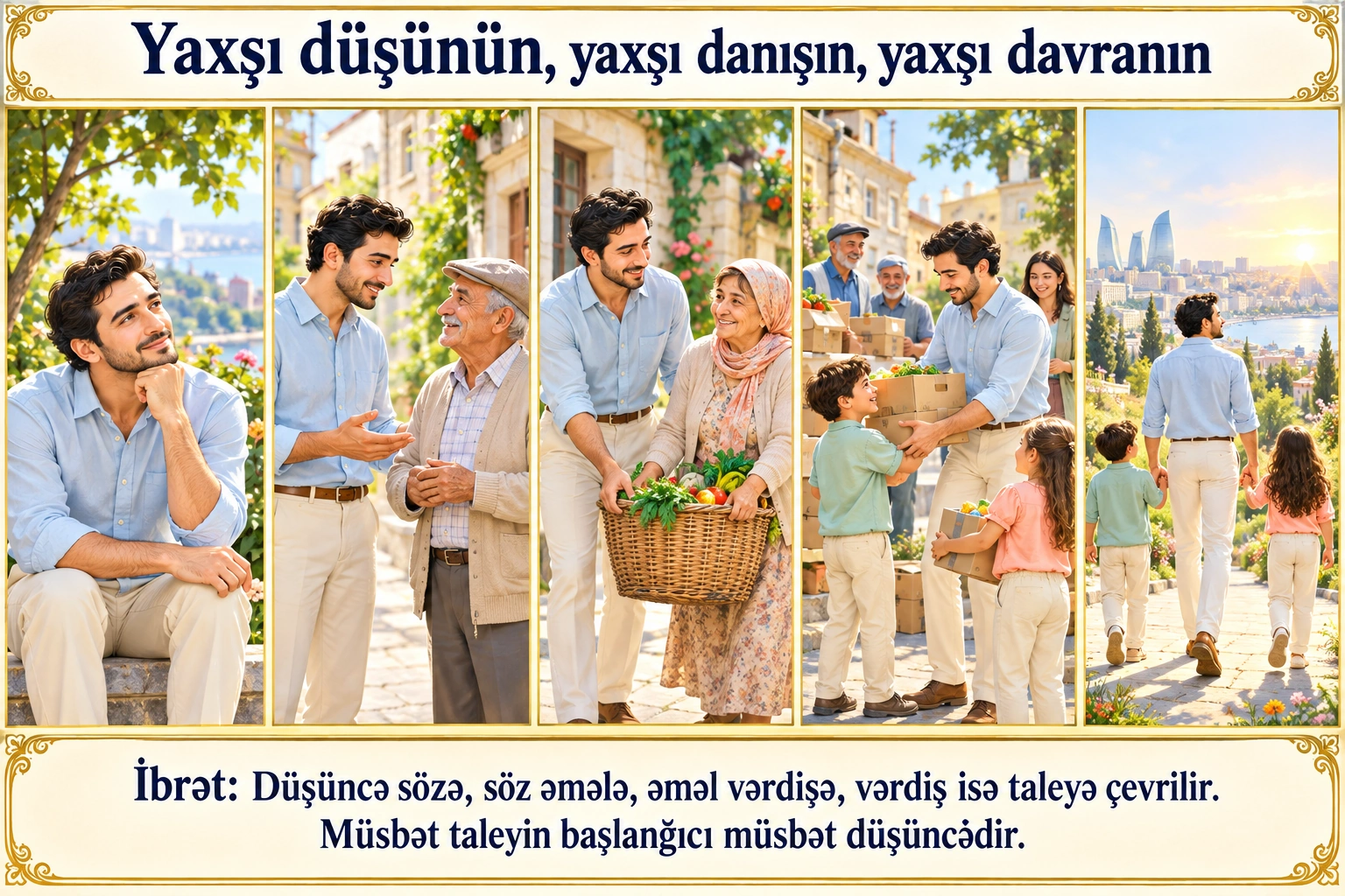 Yaxşı düşünün, yaxşı danışın, yaxşı davranın illüstrasiyası