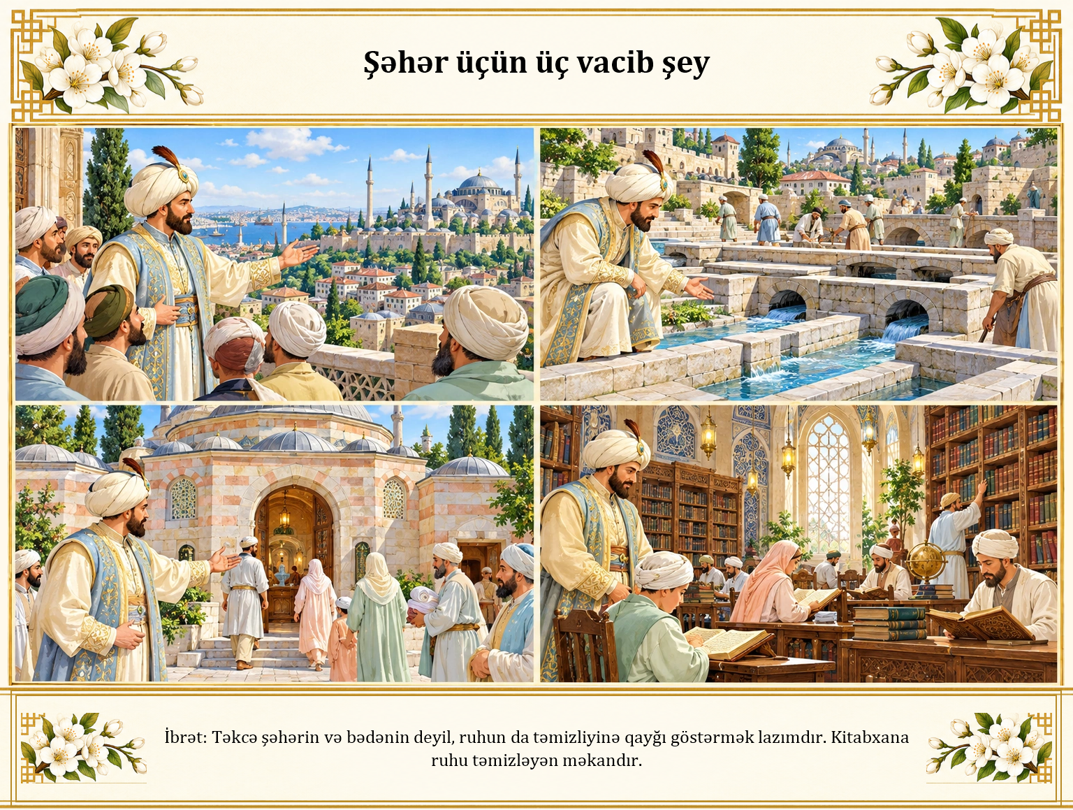 Şəhər üçün üç vacib şey illüstrasiyası