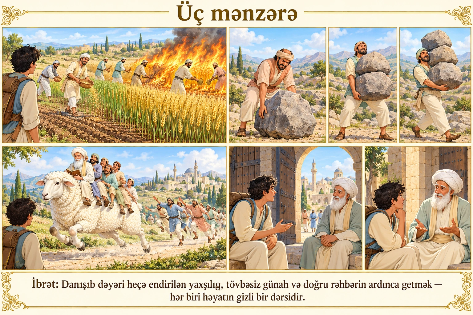 Üç mənzərə illüstrasiyası