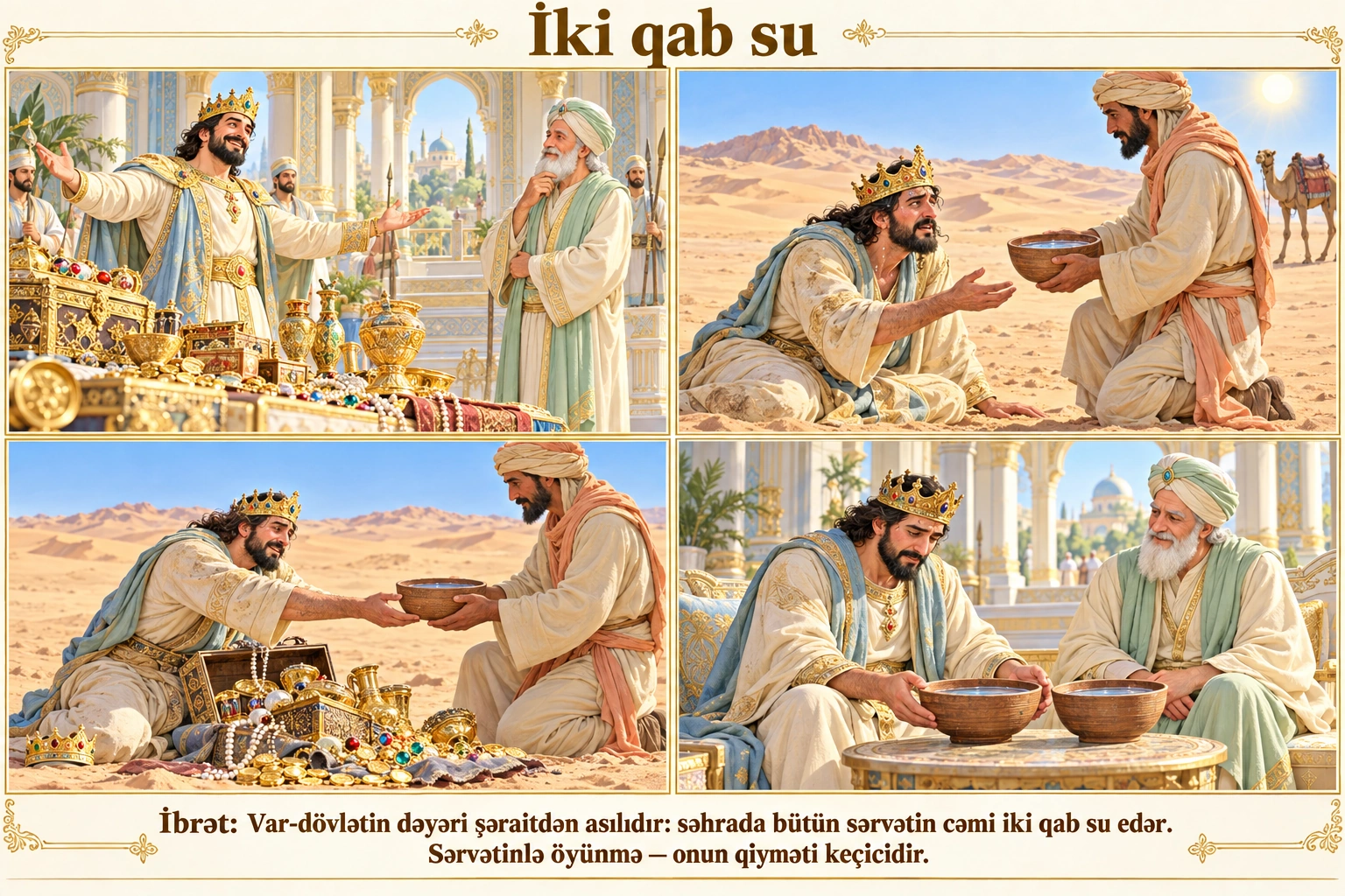İki qab su illüstrasiyası