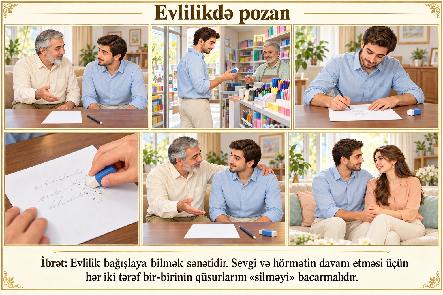 Evlilikdə pozan illüstrasiyası