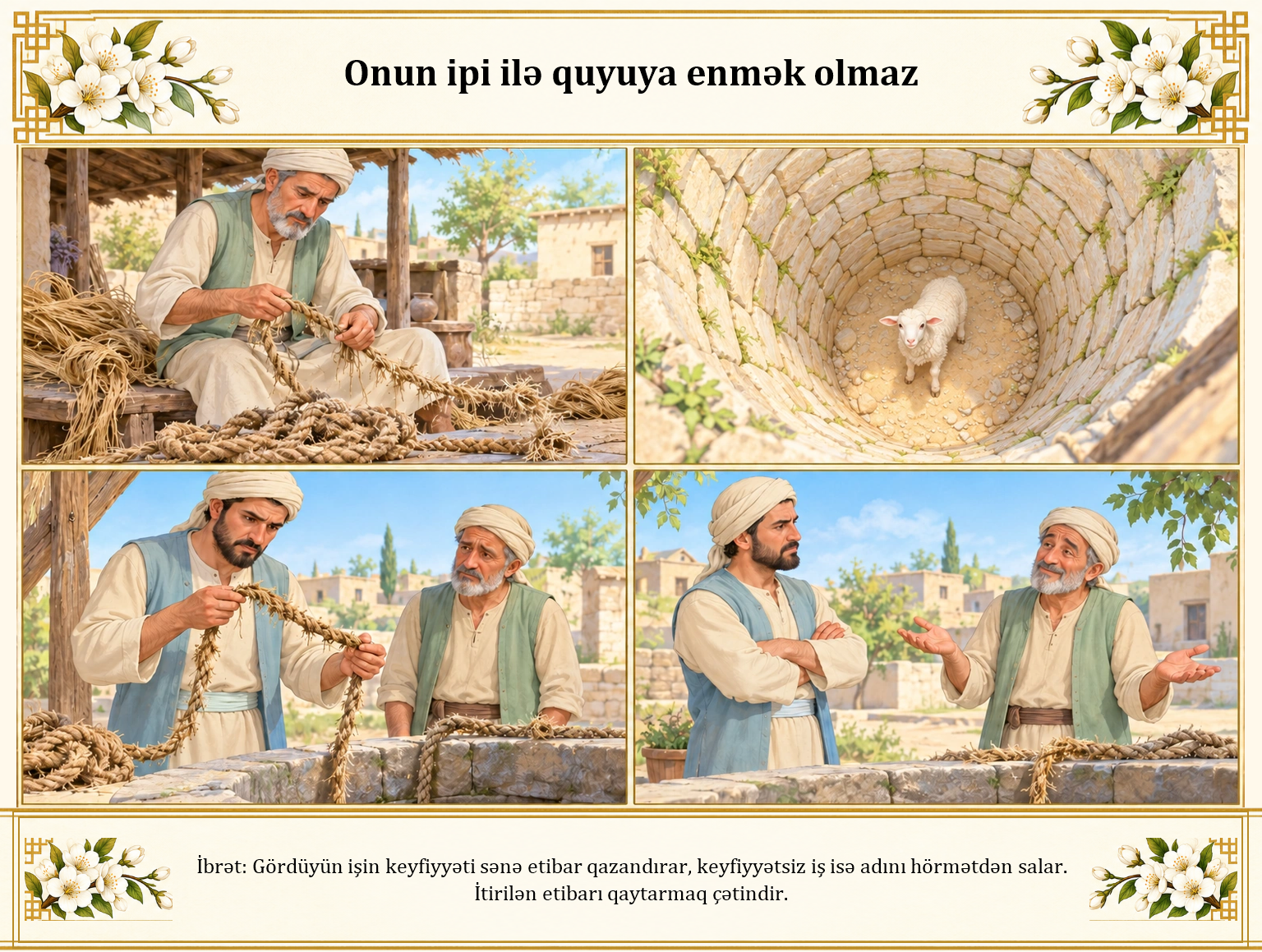 Onun ipi ilə quyuya enmək olmaz illüstrasiyası