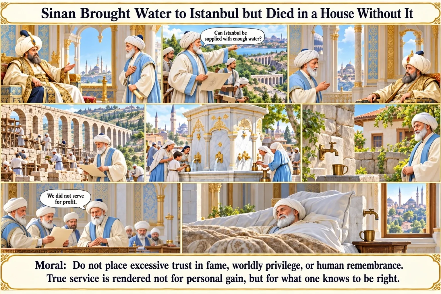 Illustration of Sinan Brought Water to Istanbul but Died in a House Without It