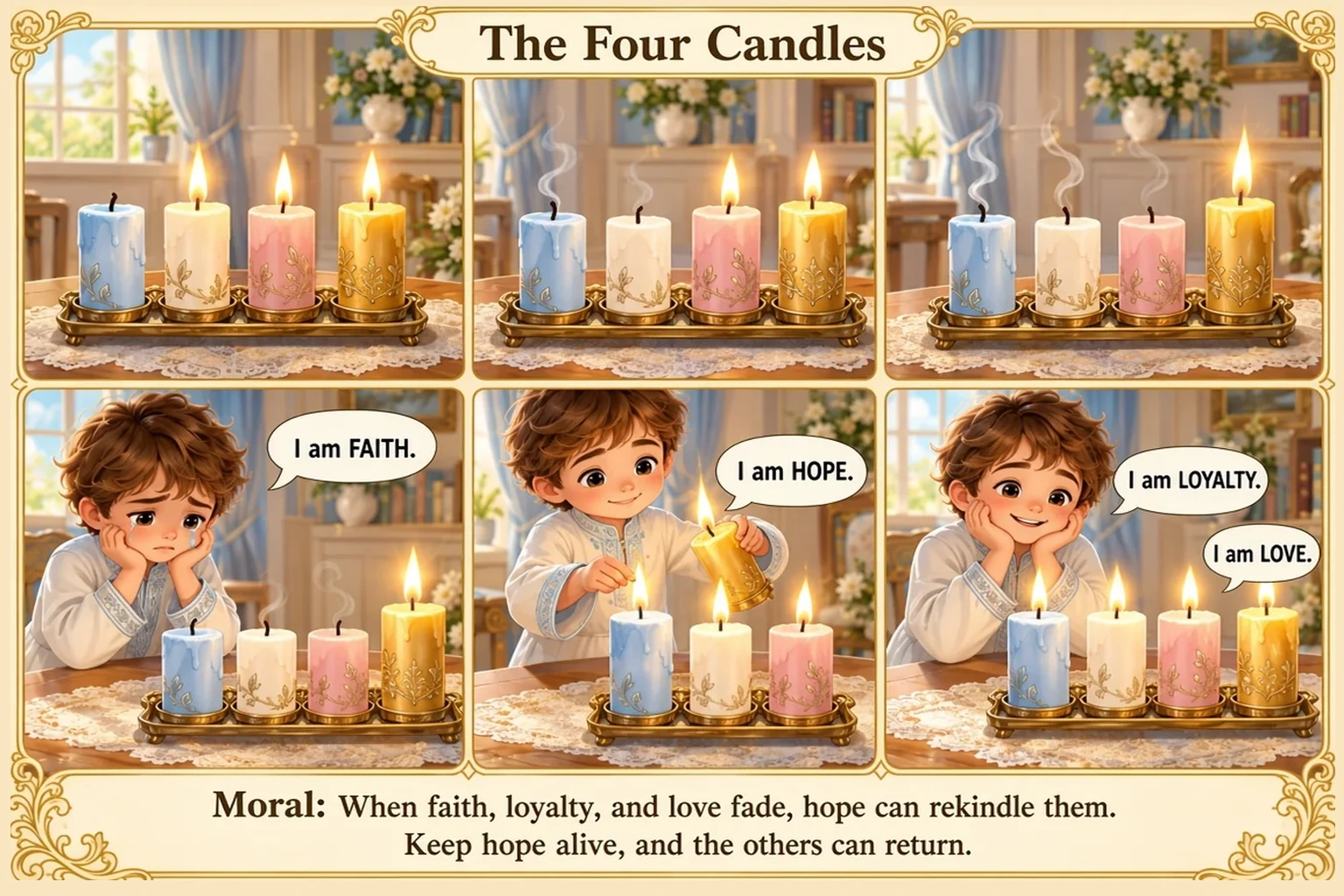 Illustration of The Candles’ Conversation