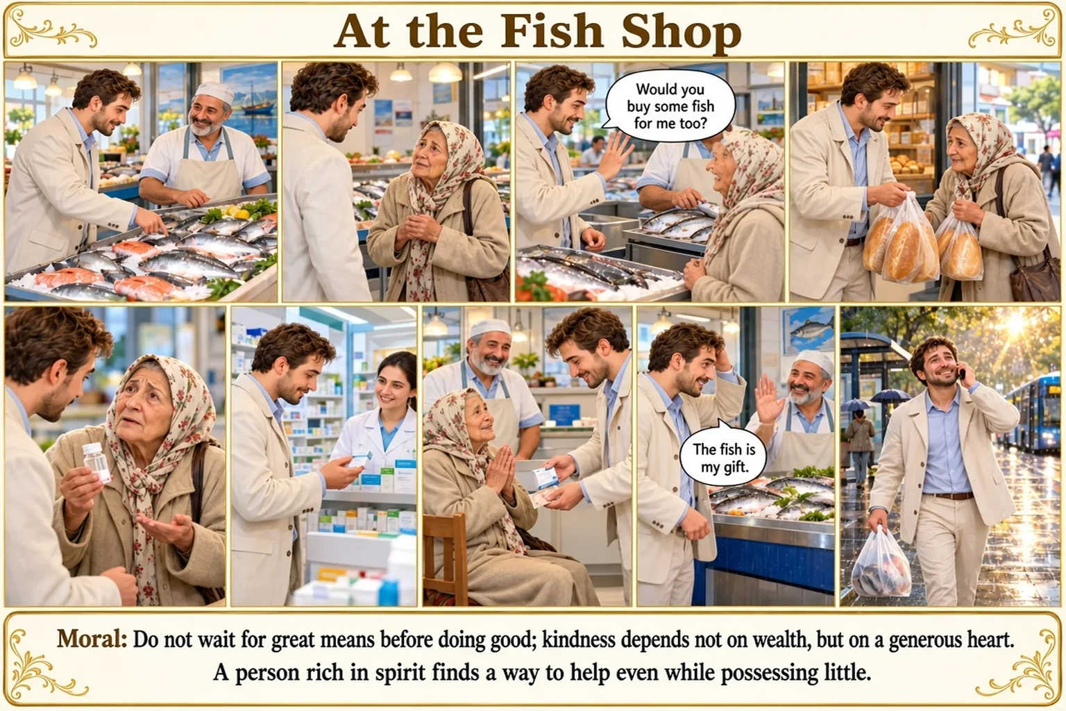 Illustration of At the Fish Shop
