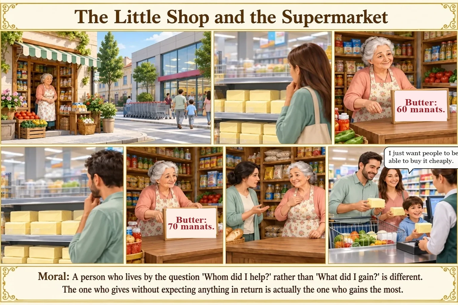 Illustration of The Grocery Shop and the Supermarket