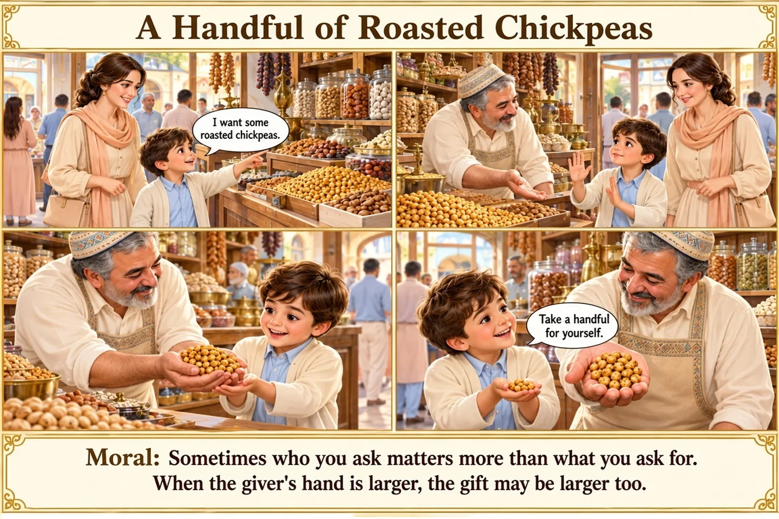 Illustration of A Handful of Roasted Chickpeas