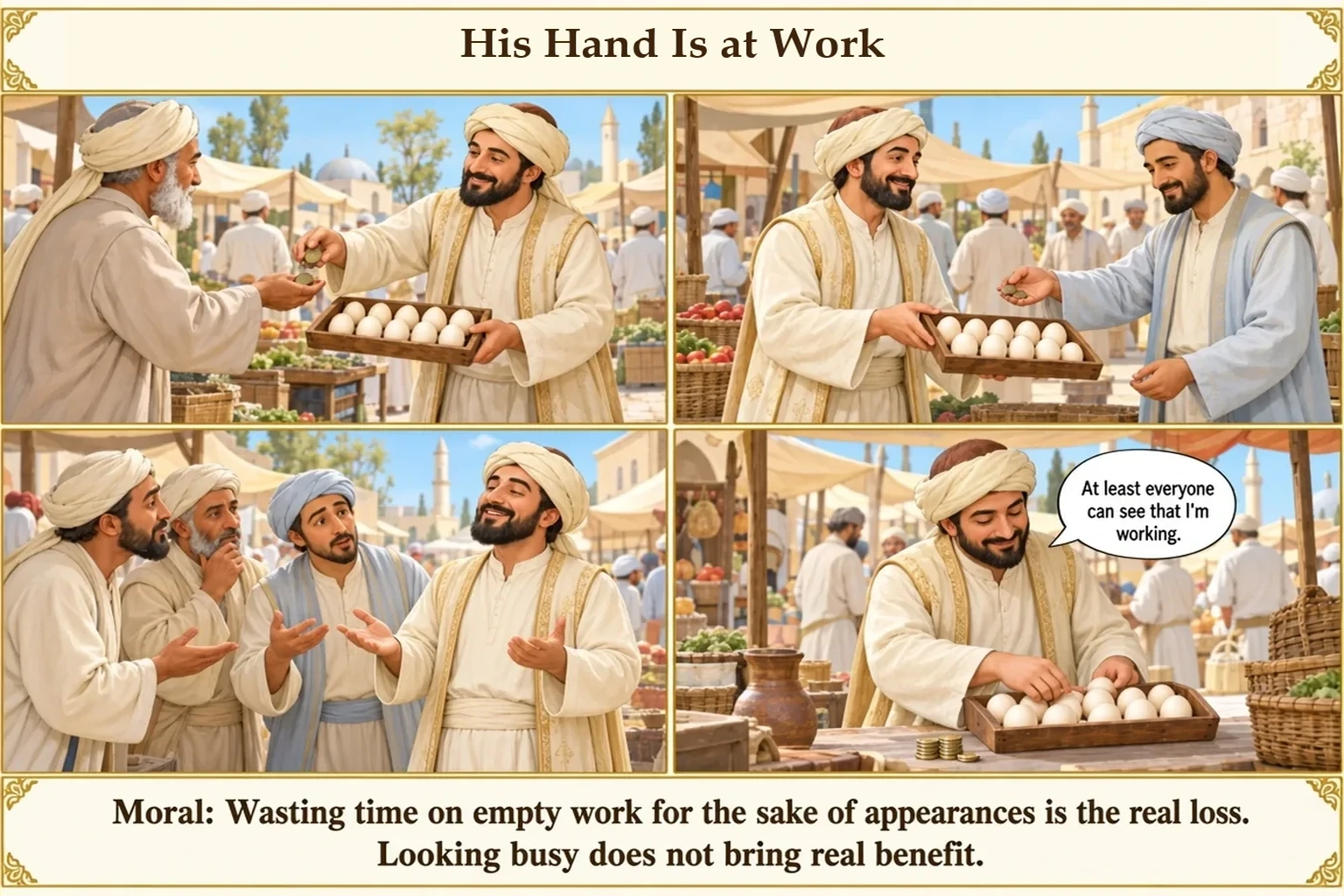 Illustration of His Hand Is at Work