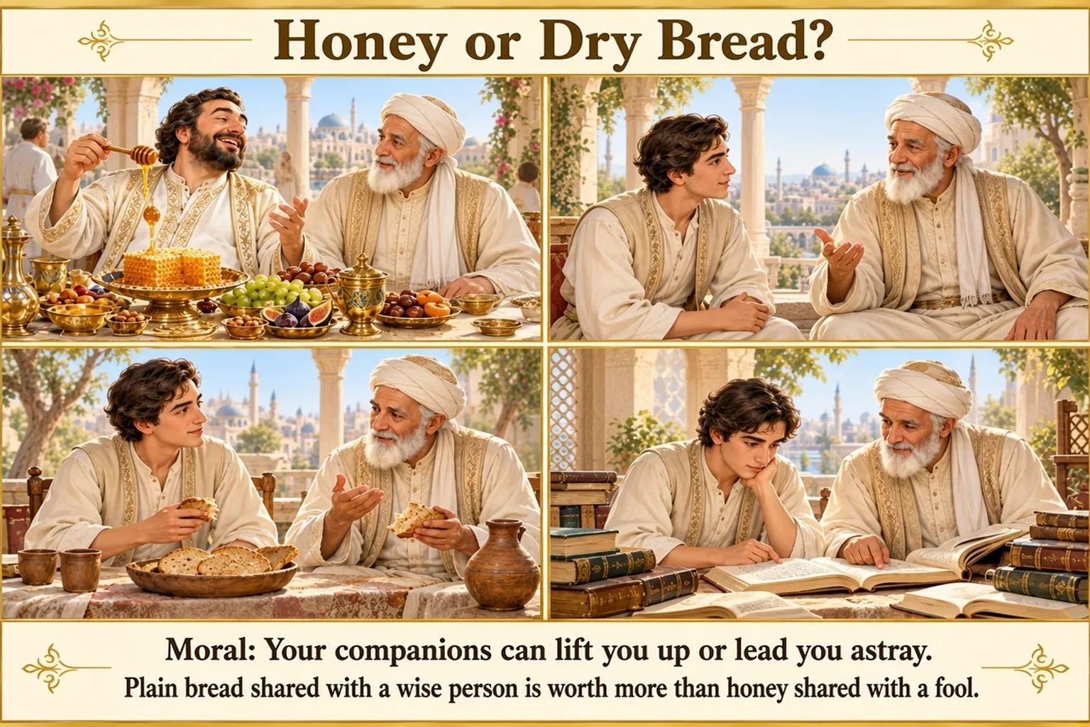 Illustration of Honey or Dry Bread?