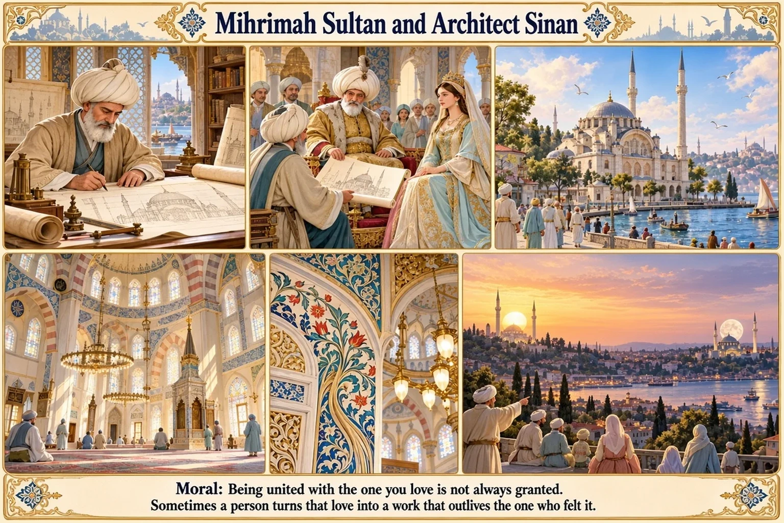 Illustration of Mihrimah Sultan and Architect Sinan