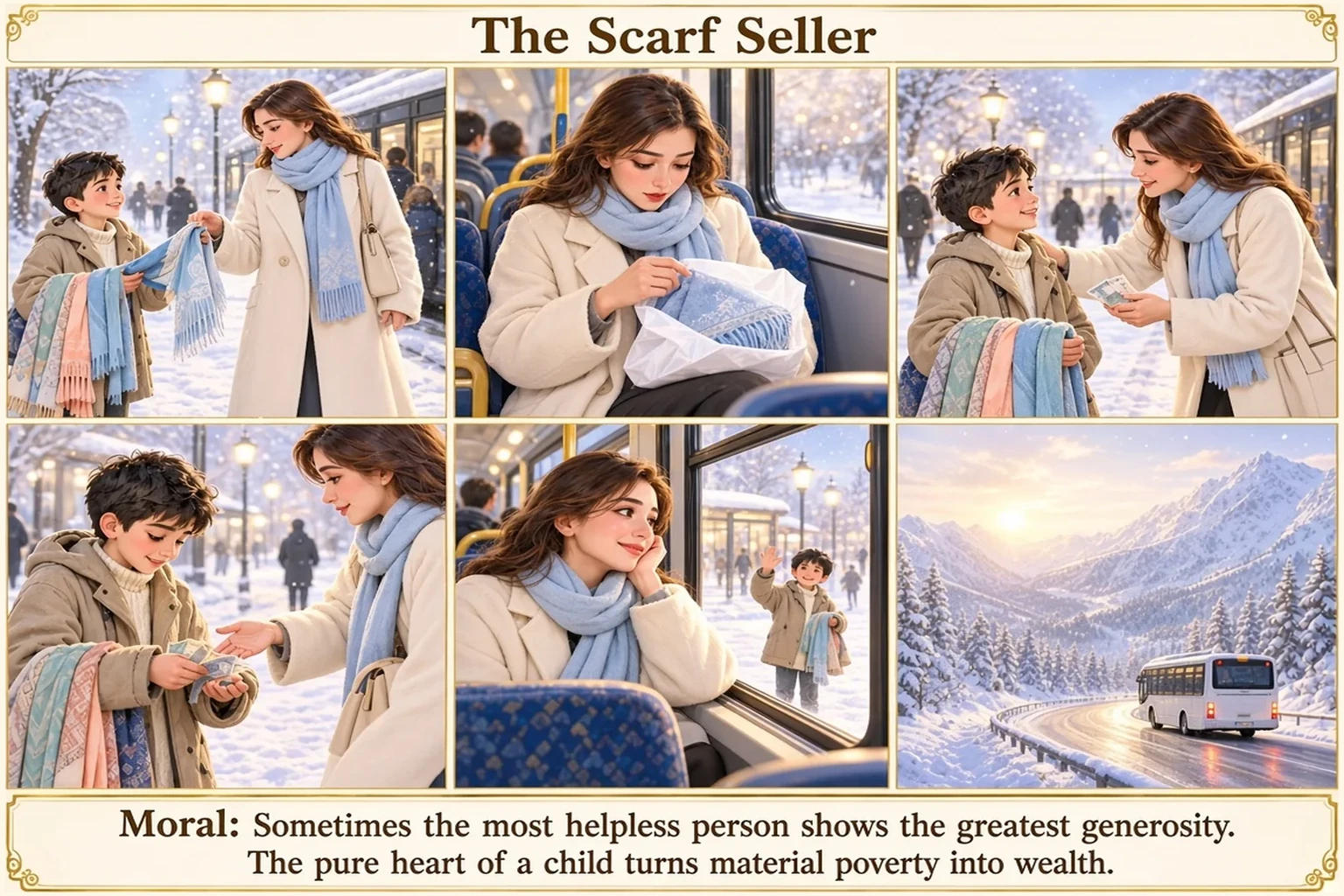 Illustration of The Scarf Seller