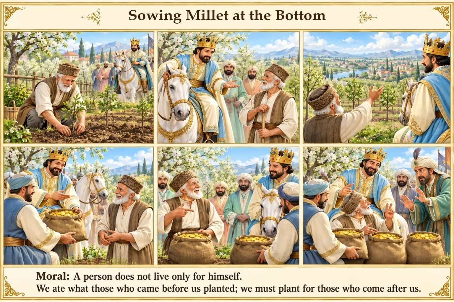 Illustration of Sowing Millet at the Bottom