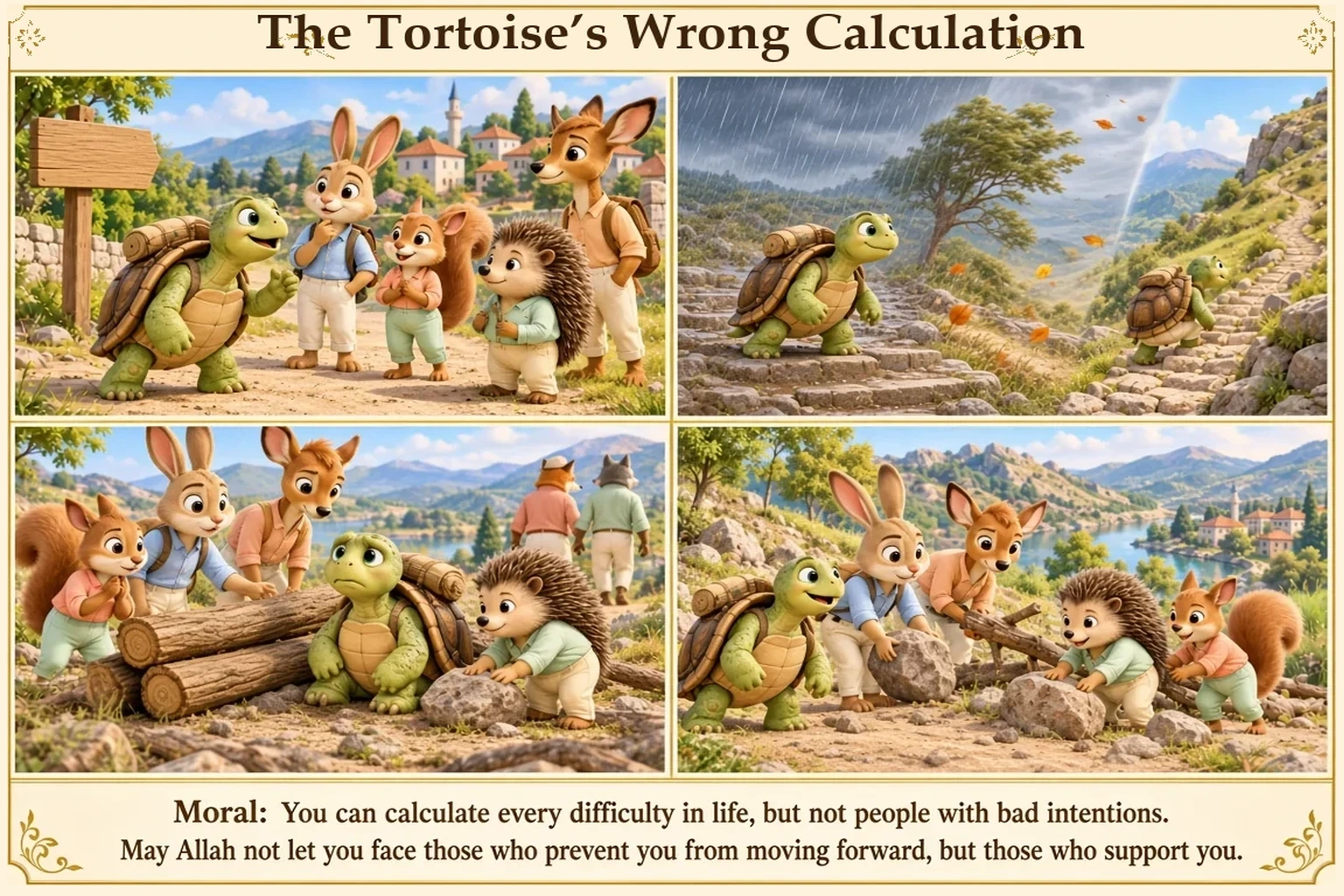Illustration of The Tortoise’s Wrong Calculation