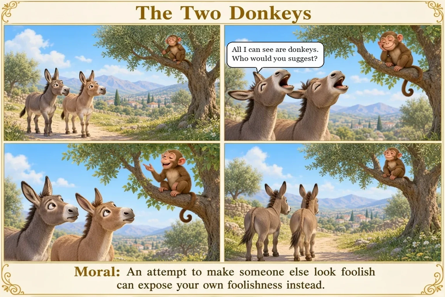 Illustration of The Two Donkeys