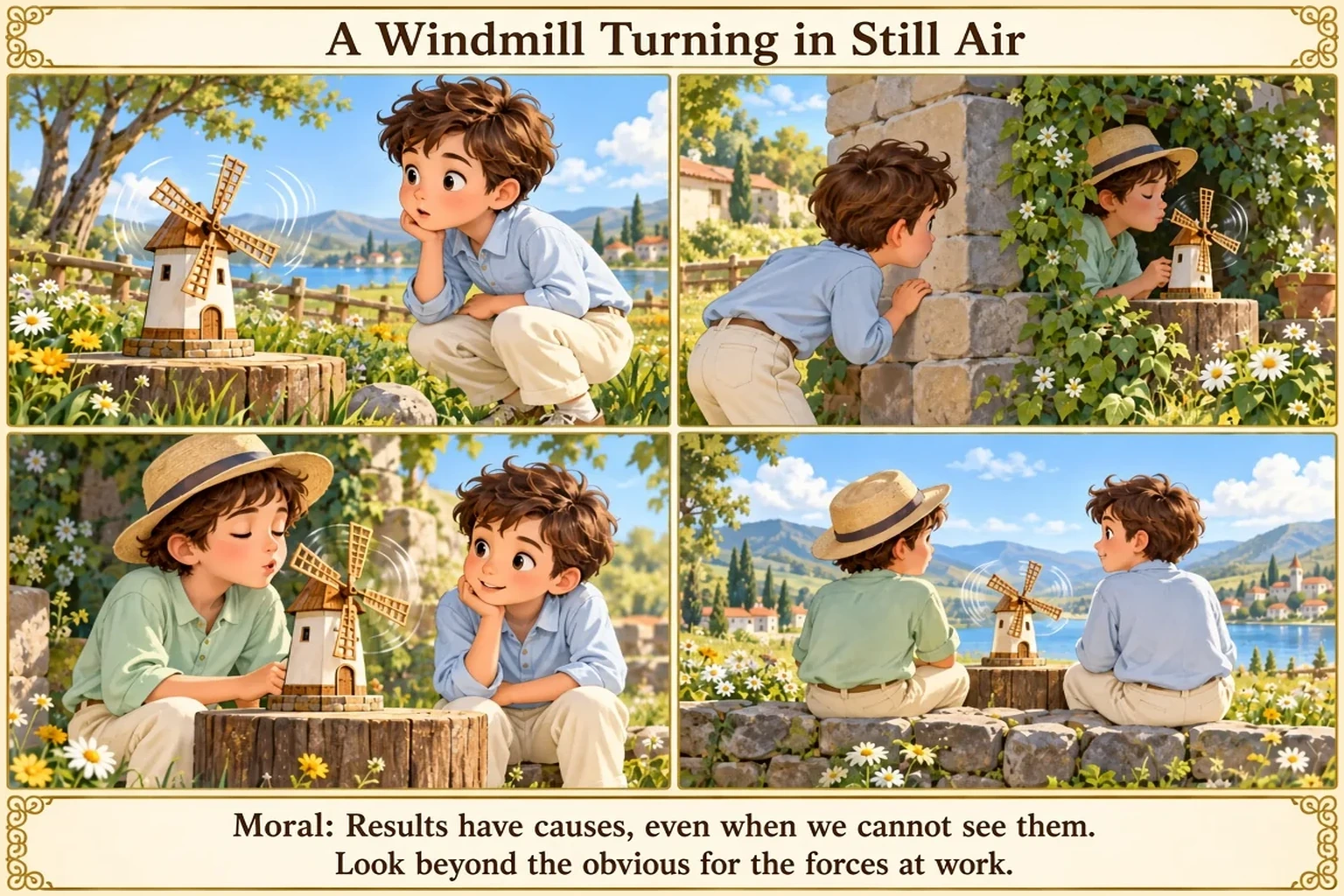 Illustration of A Windmill Turning in Still Air